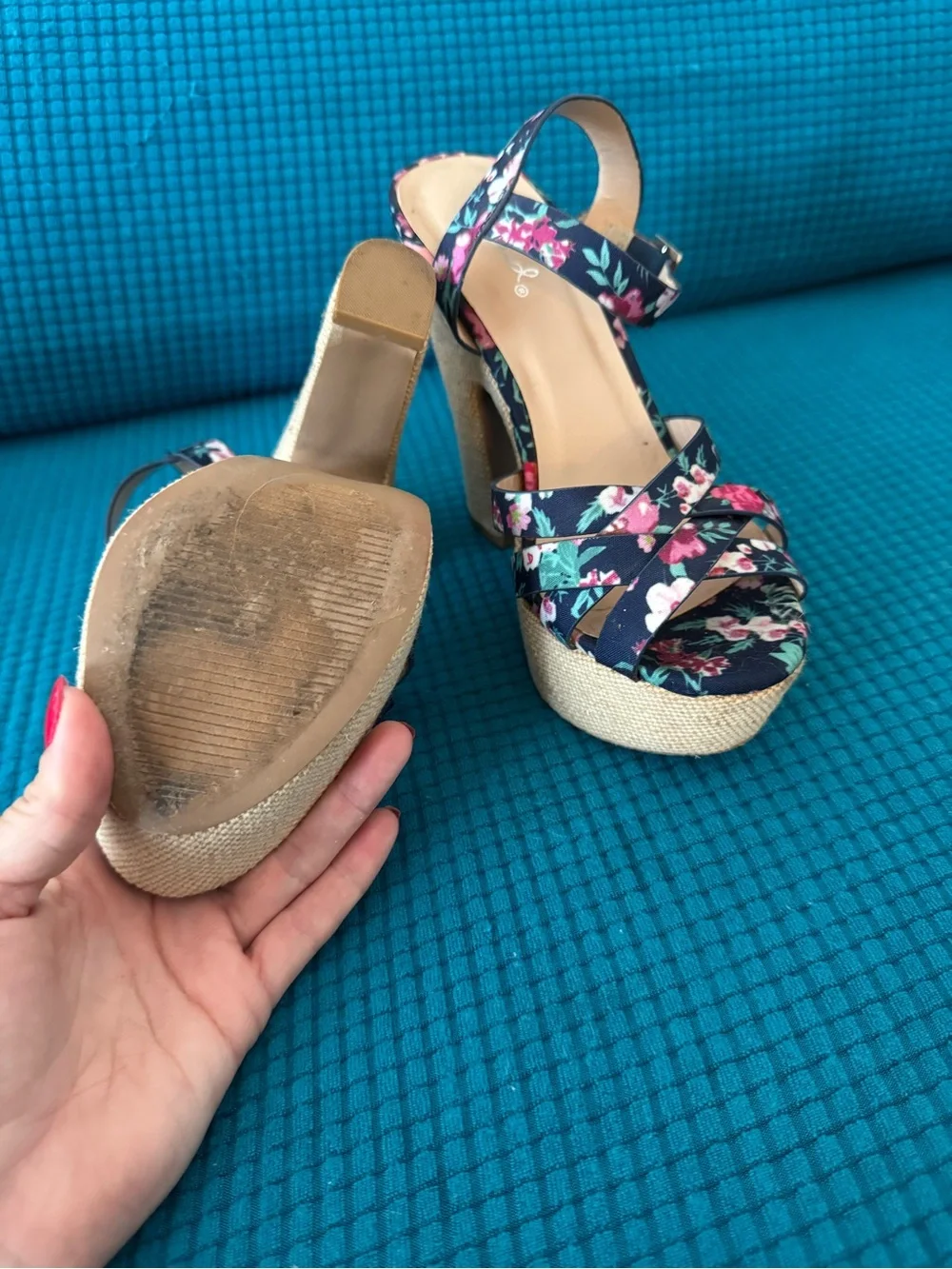 Floral Platform Chunky Heel Sandals 🌸 Retro Y2K